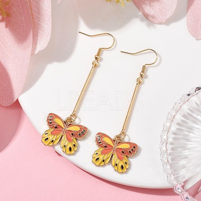 Alloy Enamel Butterfly Dangle Earrings EJEW-JE05604-01-1