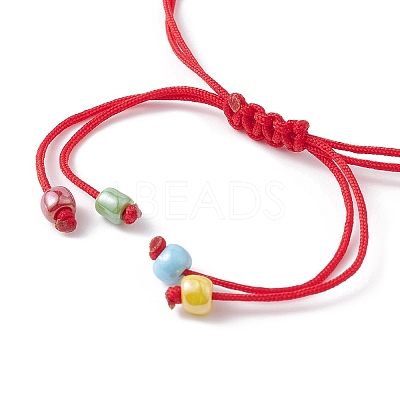 Adjustable Evil Eye Lampwork & Seed Braided Bead Bracelet BJEW-JB09487-1