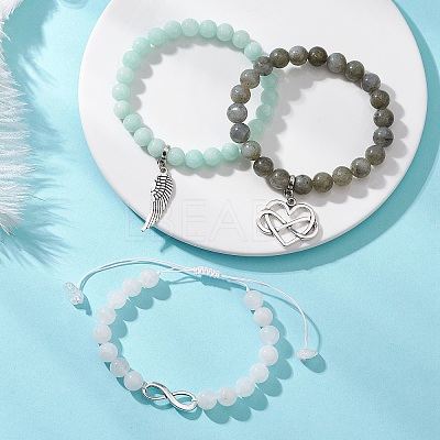 3Pcs Alloy Link & Charms Bracelets BJEW-JB12718-1