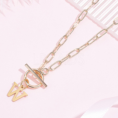 304 Stainless Steel Letter Pendant Necklaces NJEW-LP0001-52W-G-1