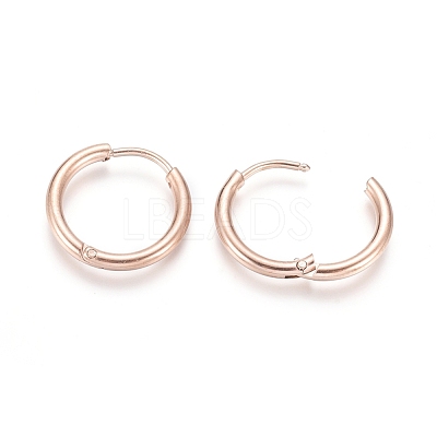 Ion Plating(IP) 304 Stainless Steel Huggie Hoop Earrings EJEW-F111A-17mm-RG-1