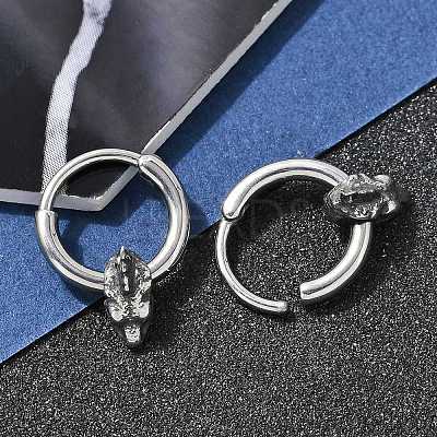 Dinosaur Head 316 Surgical Stainless Steel Hoop Earrings EJEW-G416-23AS-1