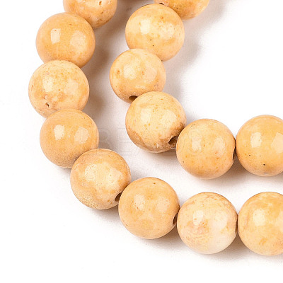 Dyed Synthetic Fossil Beads Strands G-T139-8mm-66B-1