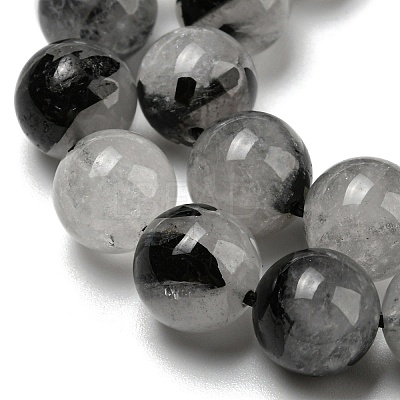 Grade A Natural Tourmalinated Quartz/Black Rutilated Quartz Beads Strands G-R494-A06-04-1