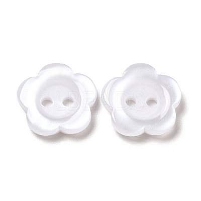 White Flower Resin Buttons X-RESI-D031-15mm-01-1