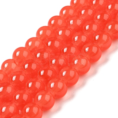 Baking Paint Imitation Jade Glass Round Bead Strands X1-DGLA-Q021-8mm-32-1