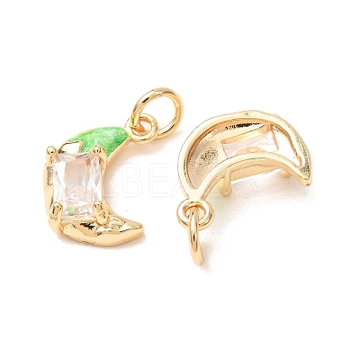 Brass Micro Pave Clear Cubic Zirconia with Enamel Charms CU-K002-47G-D-1