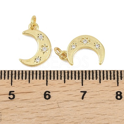Brass Micro Pave Clear Cubic Zirconia Charms KK-D218-23G-01-1