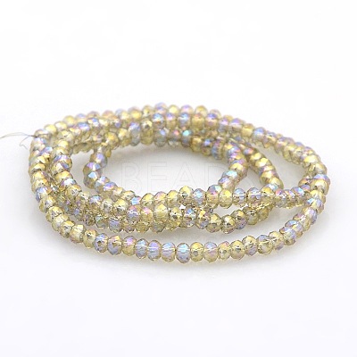 Full Rainbow Plated Faceted Rondelle  Glass Beads Strands GLAA-A024A-FR06-1