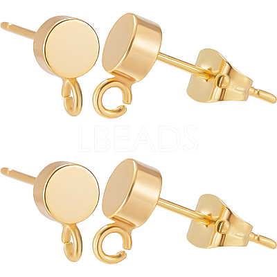 20Pcs Flat Round Brass Stud Earring Findings KK-BBC0013-96B-1