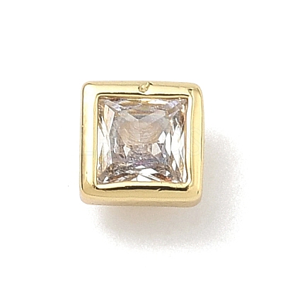 Square Brass Micro Pave Cubic Zirconia Cabochons KK-P345-13G-E02-1