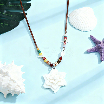 1Pc Natural White Shell Pendants SHEL-BC0001-049A-1