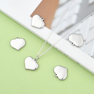 Tarnish Resistant 304 Stainless Steel Stamping Blank Tag Heart Pendants STAS-R063-02-1