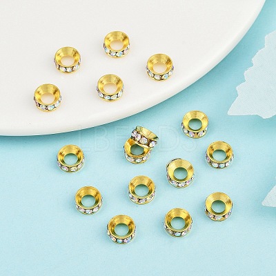 Brass Rhinestone Spacer Beads RB-A020-7mm-28G-1