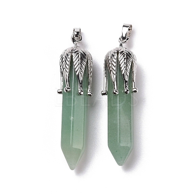 Natural Green Aventurinee Big Pointed Pendants G-E059-03AS-05-1