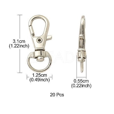 20Pcs Alloy Swivel Lobster Claw Clasps FIND-YW0001-55C-1