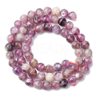 Natural Lepidolite/Purple Mica Stone Beads Strands G-B133-A01-6MM-1