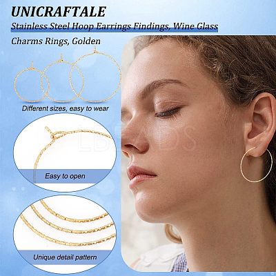 36Pcs 3 Size Ion Plating(IP) 316 Surgical Stainless Steel Hoop Earrings Findings STAS-UN0039-40-1
