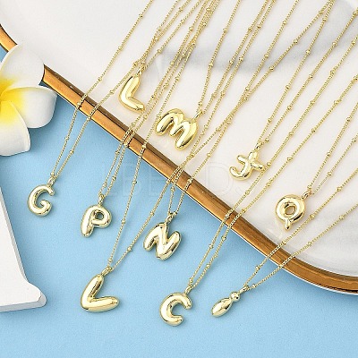 1Pc Initial Letter Brass Pendant Necklaces NJEW-YW0001-24L-1