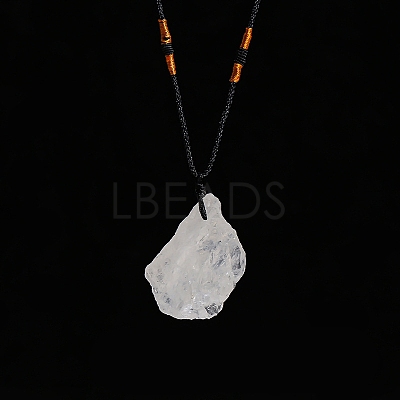 Natural Raw Quartz Crystal Nugget Pendant Necklaces PW-WG79580-01-1