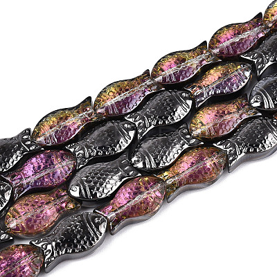 Transparency Electroplate Glass Beads Strands GLAA-T023-40B-07-1