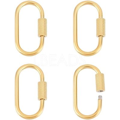 4Pcs 4 Style 304 Stainless Steel Screw Carabiner Lock Charms STAS-UN0029-89-1
