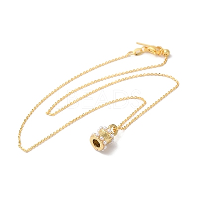 Rack Plating Brass ABS Pearl Pendant Necklaces NJEW-S425-03G-1