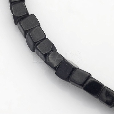 Cube Natural Black Stone Beads Strands X-G-P057-01-1