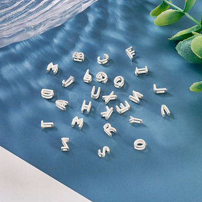 6Pcs 925 Sterling Silver Hollow Initial Beads STER-TA0001-53L-1
