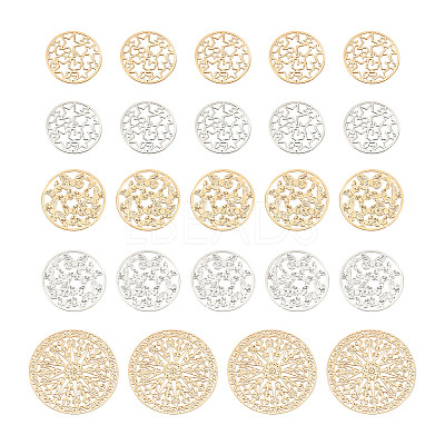 Brass Filigree Joiners Links KKC-FW0001-02-1