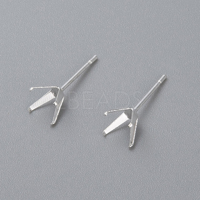 304 Stainless Steel Prong Earring Settings LS-STAS-O098-06S-04-1