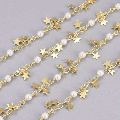 3.28 Feet Handmade Brass Beaded Chains X-CHC-I029-05G-1