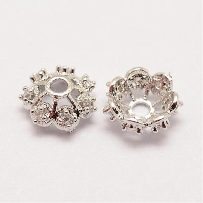Long-Lasting Plated Brass Micro Pave Grade AAA Cubic Zirconia Fancy Bead Caps ZIRC-G090-59P-1