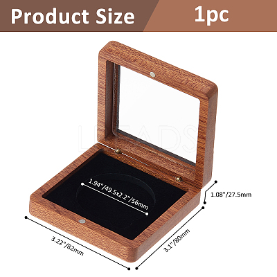 Wood Commemorative Coin Box CON-WH0107-36A-1