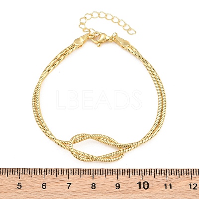 Brass Round Snake Chain Knot 2-Strand Bracelets for Women KK-CBA68DA-17C-G-1