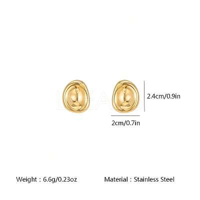 Irregular Oval 304 Stainless Steel Stud Earrings for Women AM9832-1
