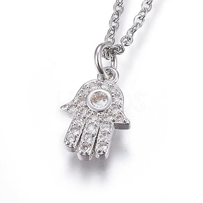 Brass Micro Pave Cubic Zirconia Pendant Necklaces NJEW-L146-08-1