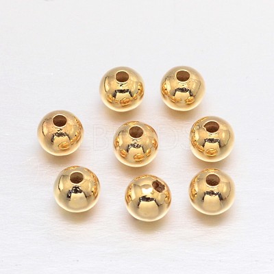 Real 18K Gold Plated Brass Round Spacer Beads X-KK-L147-197-4mm-NR-1