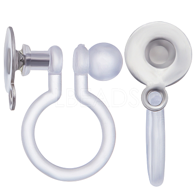 40Pcs 304 Stainless Steel & Plastic Clip-on Earring Findings STAS-BBC0003-35-1