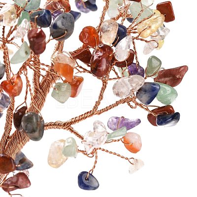 Natural Gemstone Heart Tree Ceramic Bonsai DJEW-G027-21RG-1