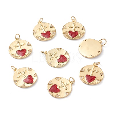 Brass Micro Pave Clear Cubic Zirconia Pendants ZIRC-Z008-03G-1