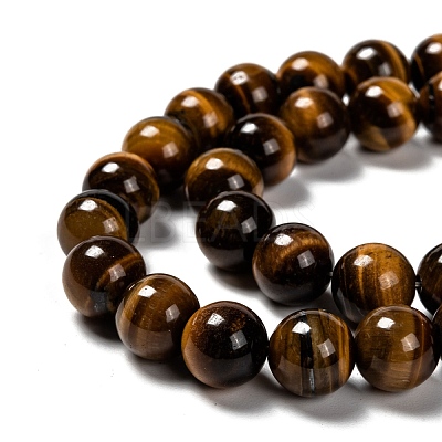 Natural Tiger Eye Round Bead Strands X-G-P072-33-10mm-1