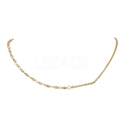 304 Stainless Steel Textured Cable Chain Ball Link Chain Necklaces for Women NJEW-JN05596-1