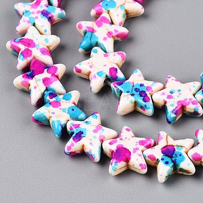 Spray Painted Synthetic Turquoise Beads Strands UNKW-T001-11E-1