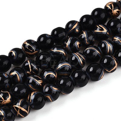 Baking Paint Glass Beads X1-DGLA-N010-8mm-10-1