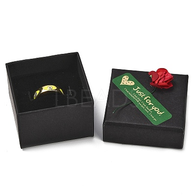 Kraft Paper Gift Boxes with Faux Rose Flower Outside for Ring CON-Z011-01B-01-1