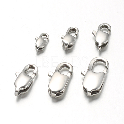 Non-Tarnish 304 Stainless Steel Lobster Claw Clasps X-STAS-F094-05A-P-1