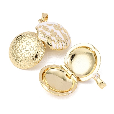 Brass Enamel Locket Pendants KK-G543-01G-01-1