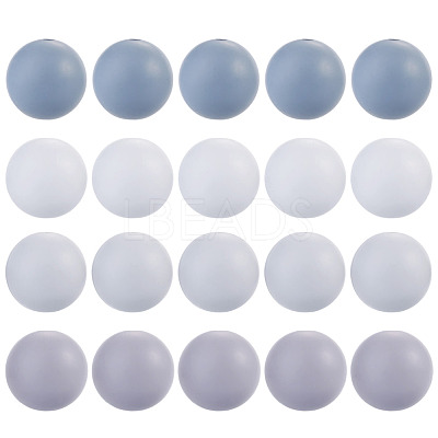 40Pcs 4 Colors Round Silicone Focal Beads SIL-TAD0001-02B-1