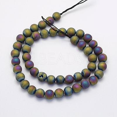 Electroplate Natural Druzy Agate Beads Strands G-G708-6mm-07-1